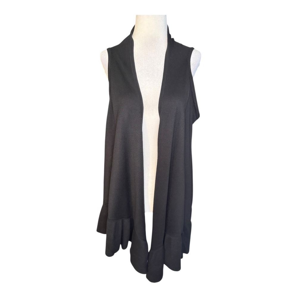 The Limited Collection Black Sleeveless Waterfall Ruffle Cardigan Vest XL NWT